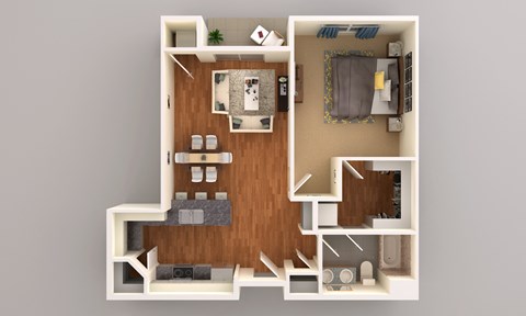 Floor plan for 1 bed, 1 bath, 912 sqft